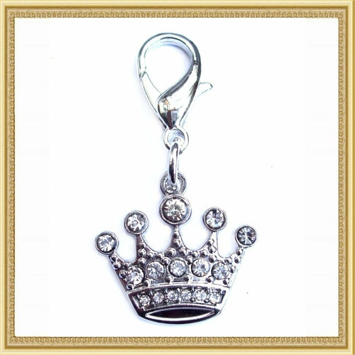 Crystal Crown Dog Cat Charm Silver