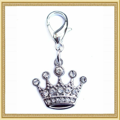 Crystal Crown Dog Cat Charm Silver